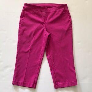 Kim Rogers Fuchsia Pink Slip-on Stretch Capri Pants, Size 10